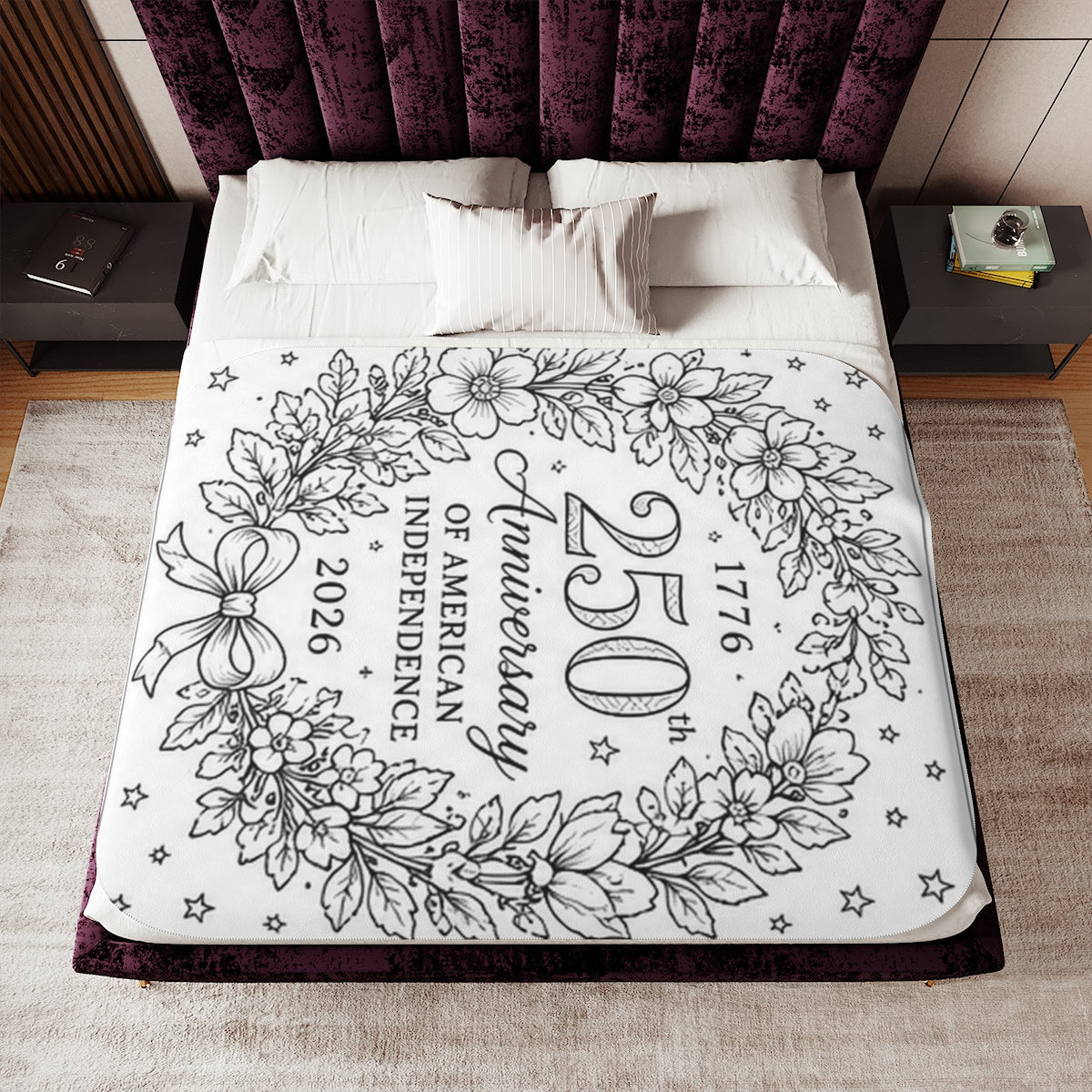 250th Anniversary Sherpa Blanket kit shown in a lifestyle mockup