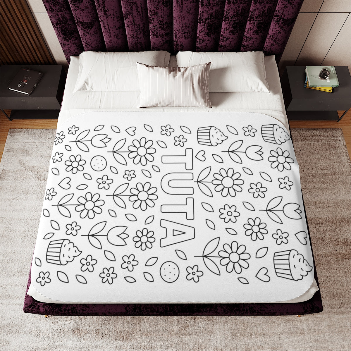 Custom Blanket with Your Design Coloring Page Kit with 10 Fabric Markers