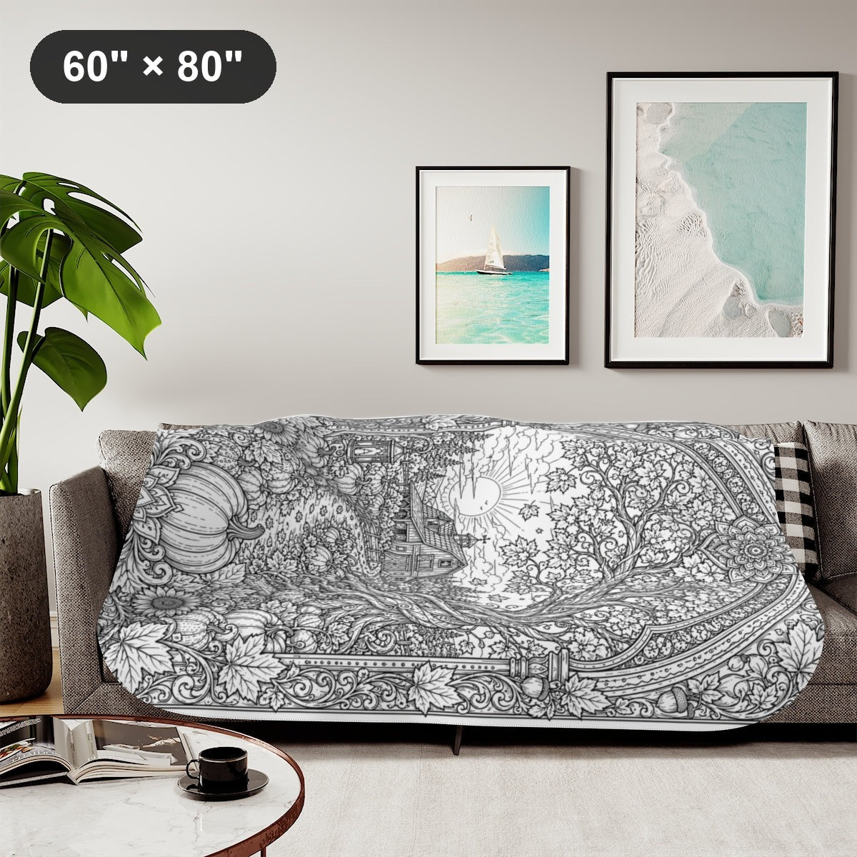 Autumn Sunrise Barn Sherpa Blanket mockup option - context-1 - v82970