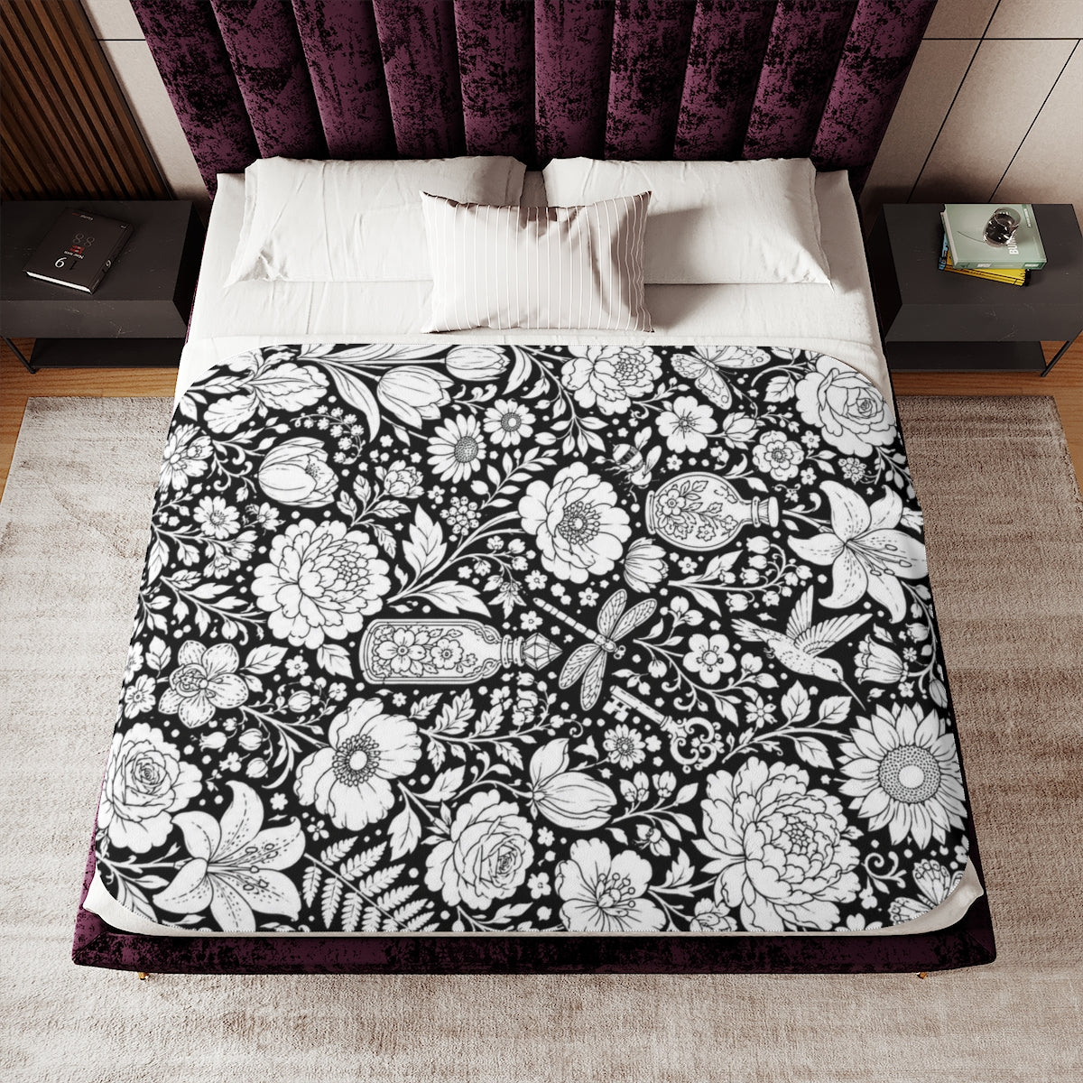 Botanical Garden Sherpa Blanket kit shown in a lifestyle mockup
