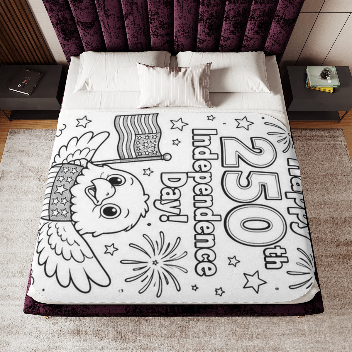 Independence Day Sherpa Blanket kit shown in a lifestyle mockup