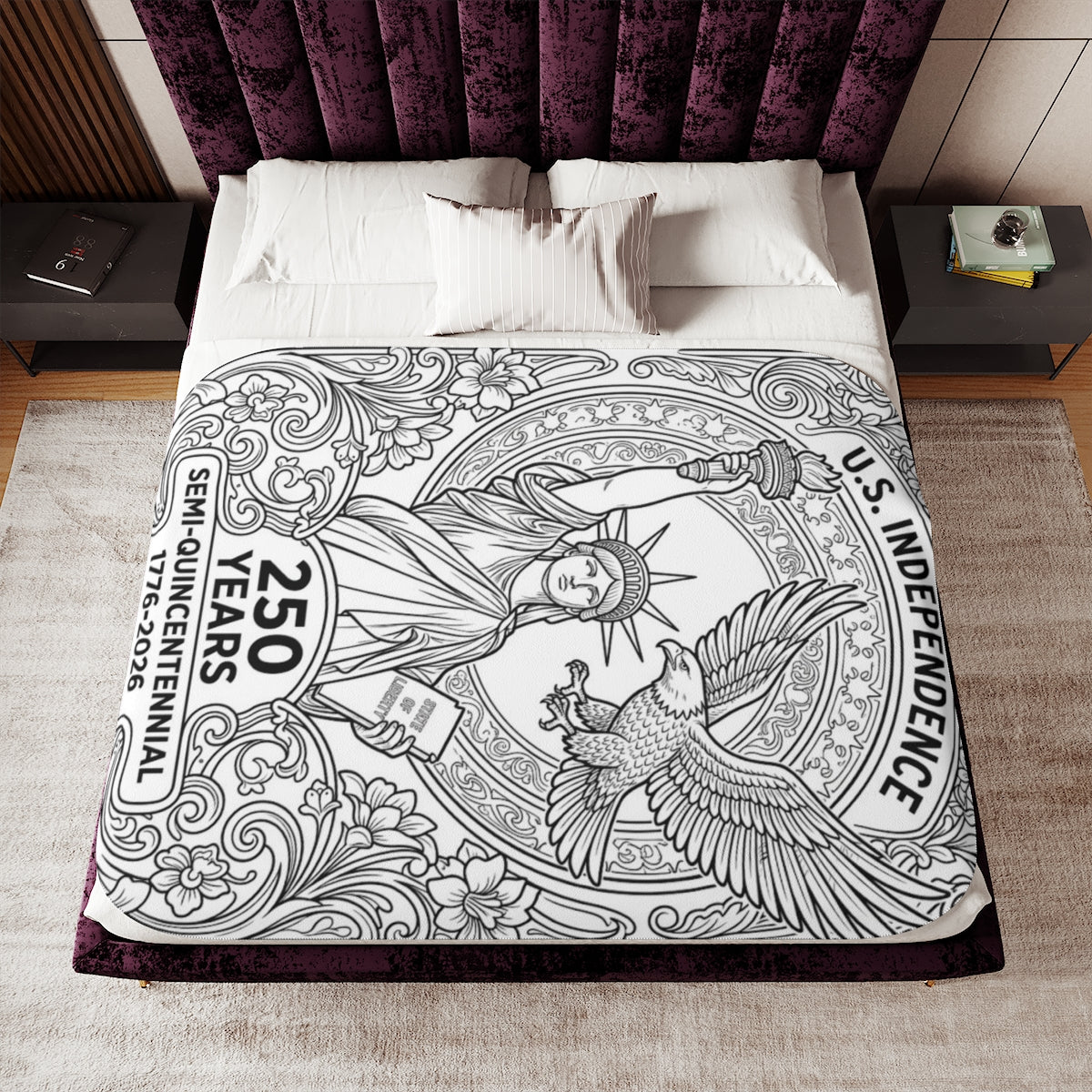 Patriotic for U S Independence Sherpa Blanket kit shown in a lifestyle mockup