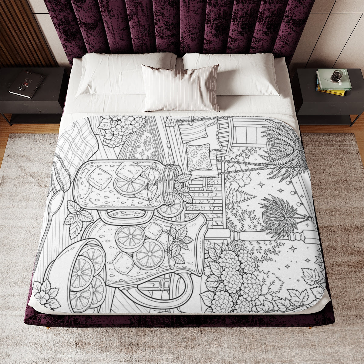Sherpa Blanket Coloring Kit with Fabric Markers - Summer Porch