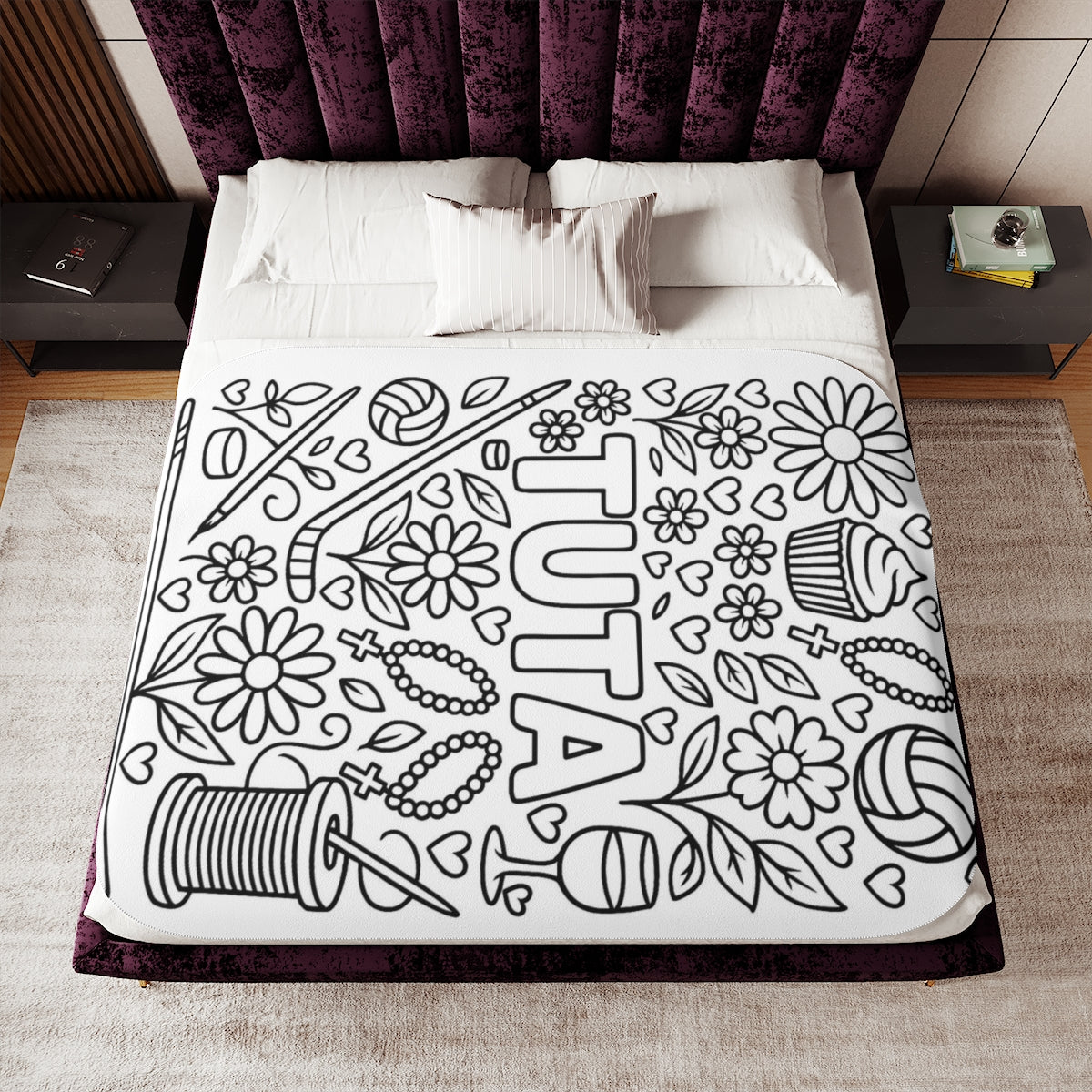 Custom Blanket with Your Design Coloring Page Kit with 10 Fabric Markers