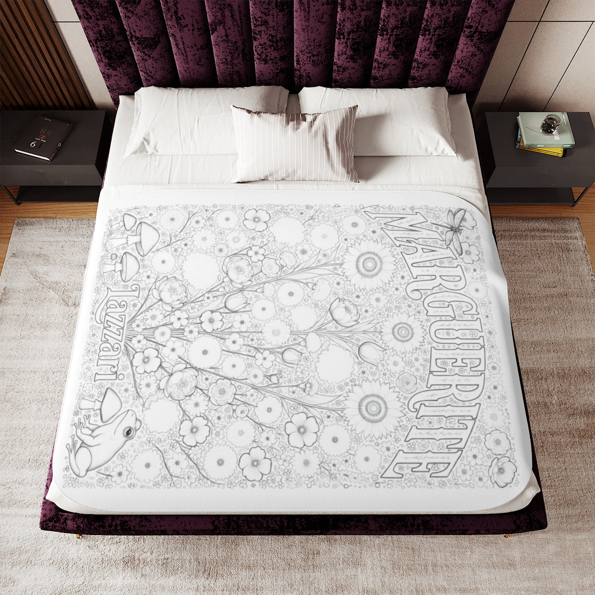 Custom Sherpa Blanket with Your Design Coloring Page Kit with 10 Fabric Markers