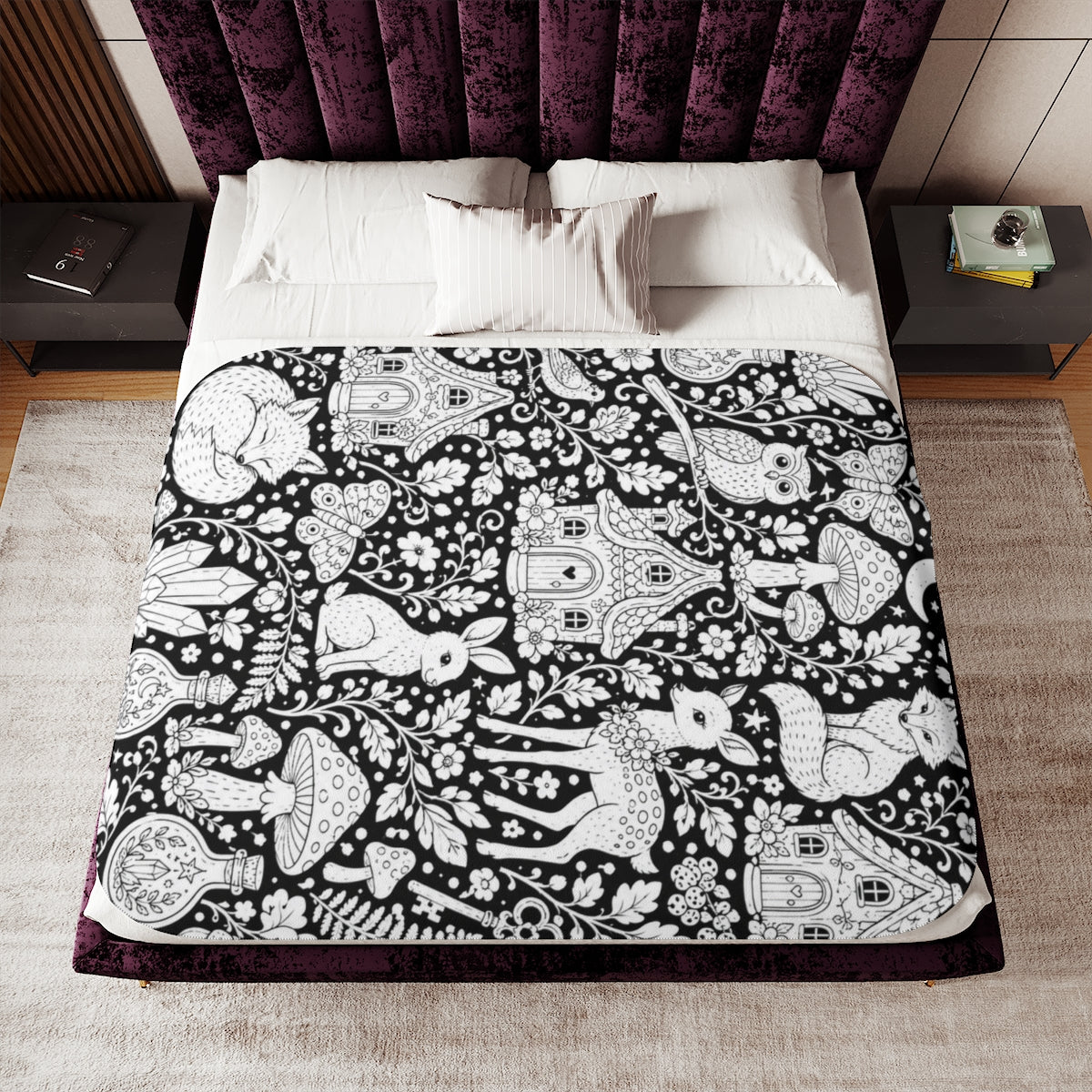 Enchanted Woodland Sherpa Blanket kit shown in a lifestyle mockup