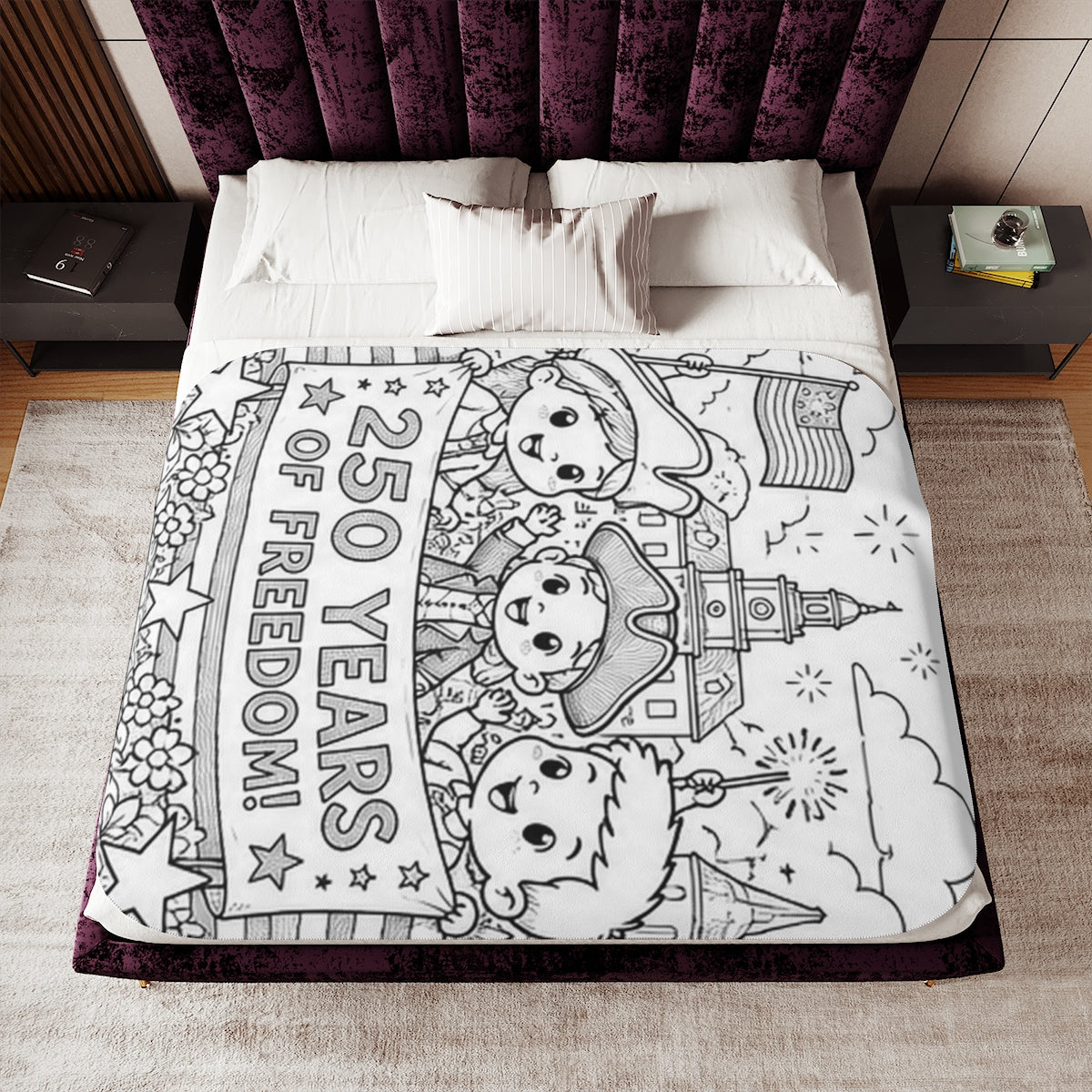 Patriotic Kids Sherpa Blanket kit shown in a lifestyle mockup