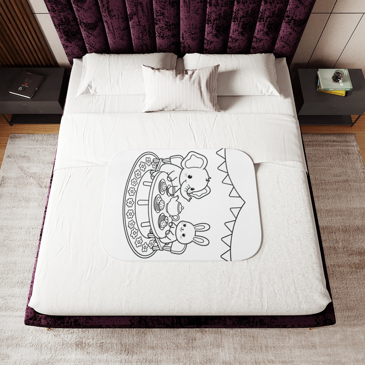 Sherpa Blanket Coloring Kit with Fabric Markers - Cute Animal Tea Party