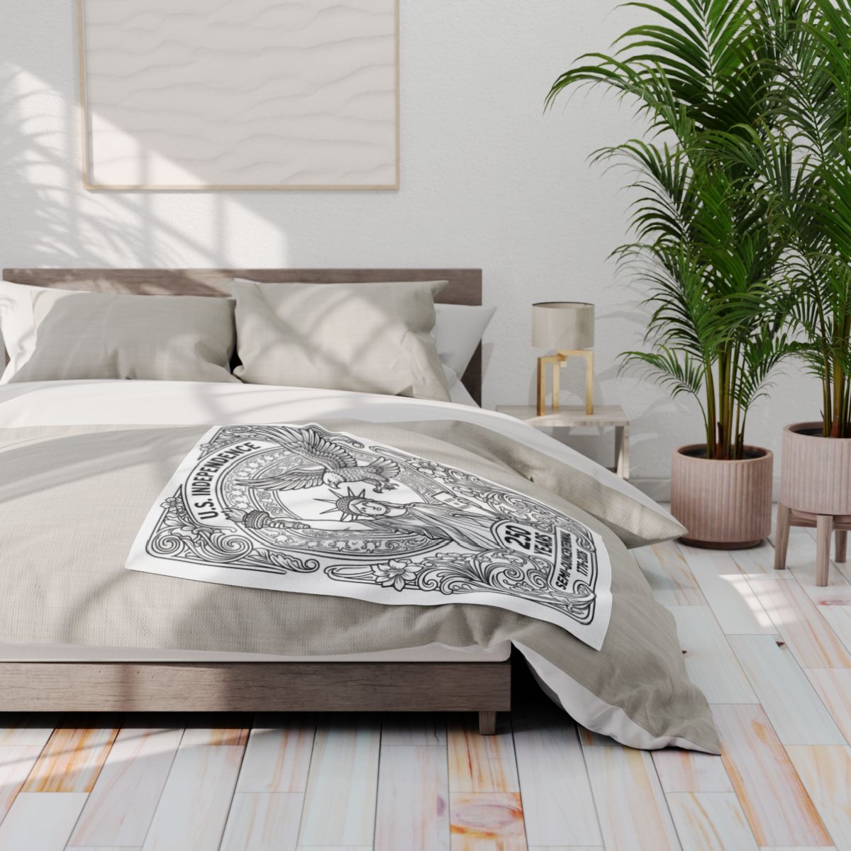 Patriotic for U S Independence Fleece Blanket kit shown in a lifestyle mockup