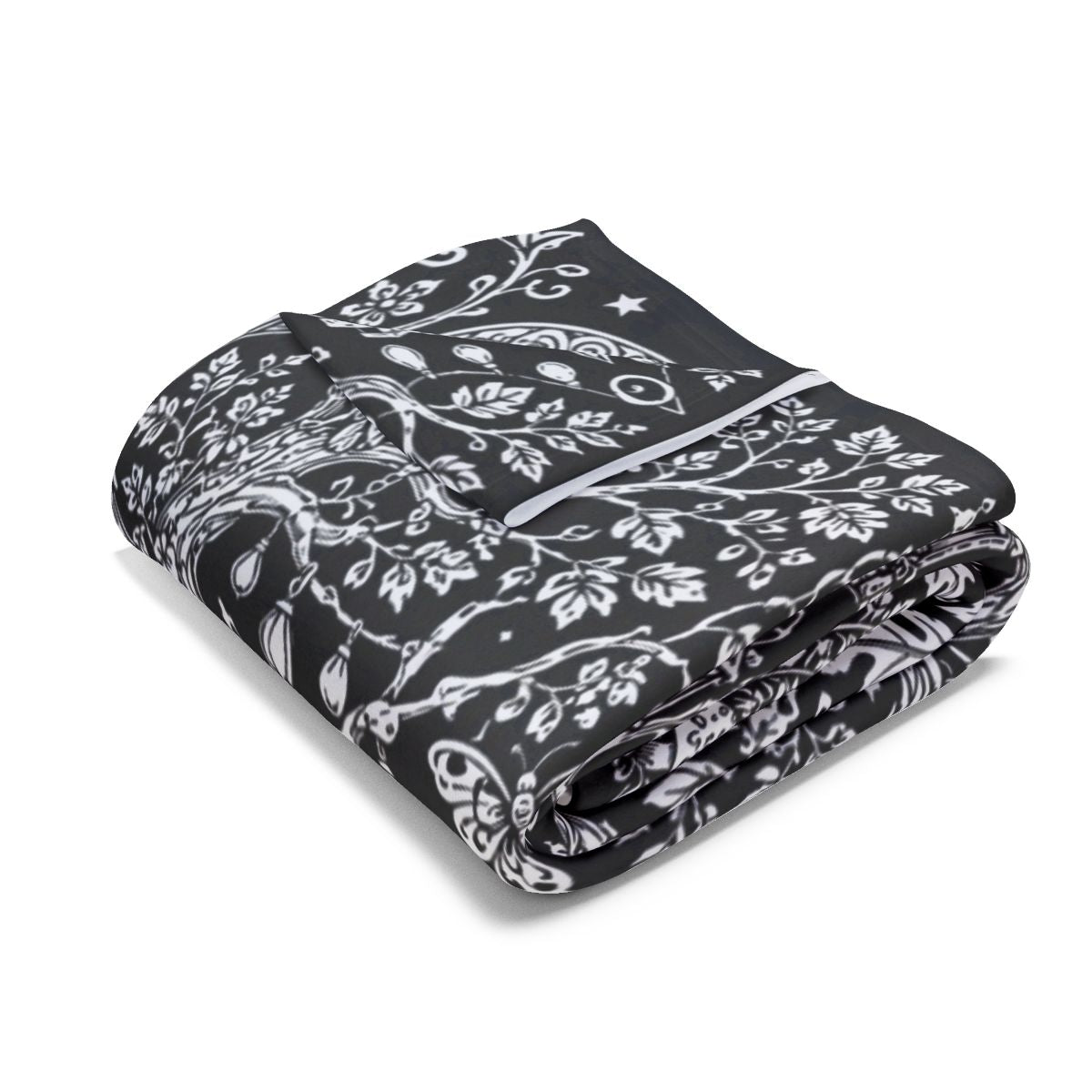 Moonlit Fairy Treehouse Village Fleece Blanket kit shown in a lifestyle mockup - shown folded