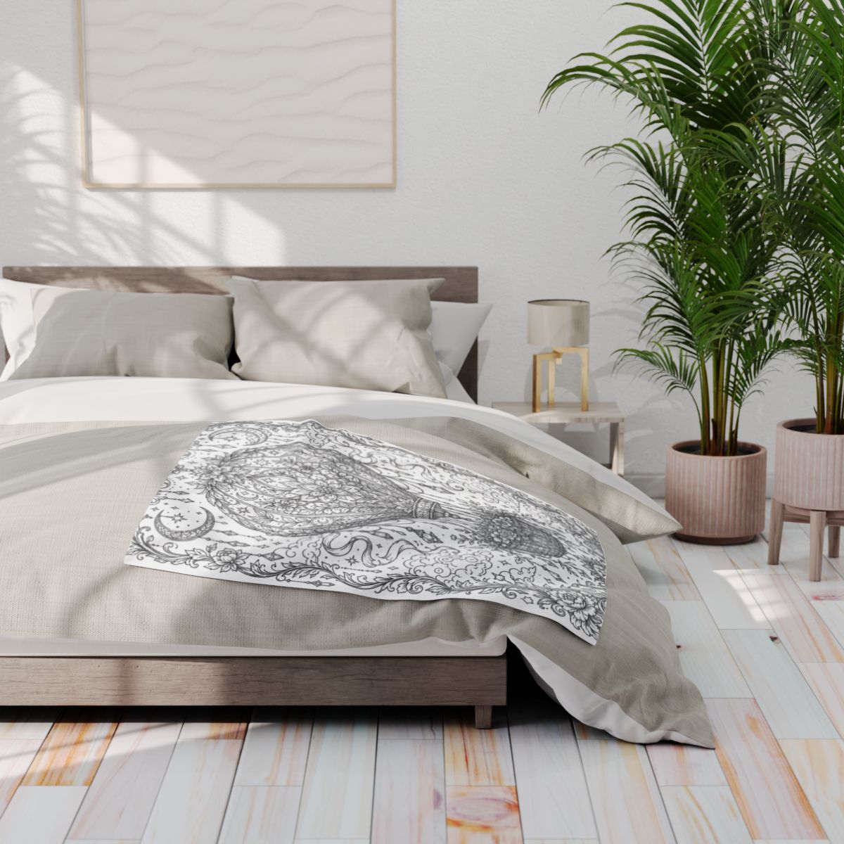 Celestial Hot Air Balloon Fleece Blanket kit shown in a lifestyle mockup