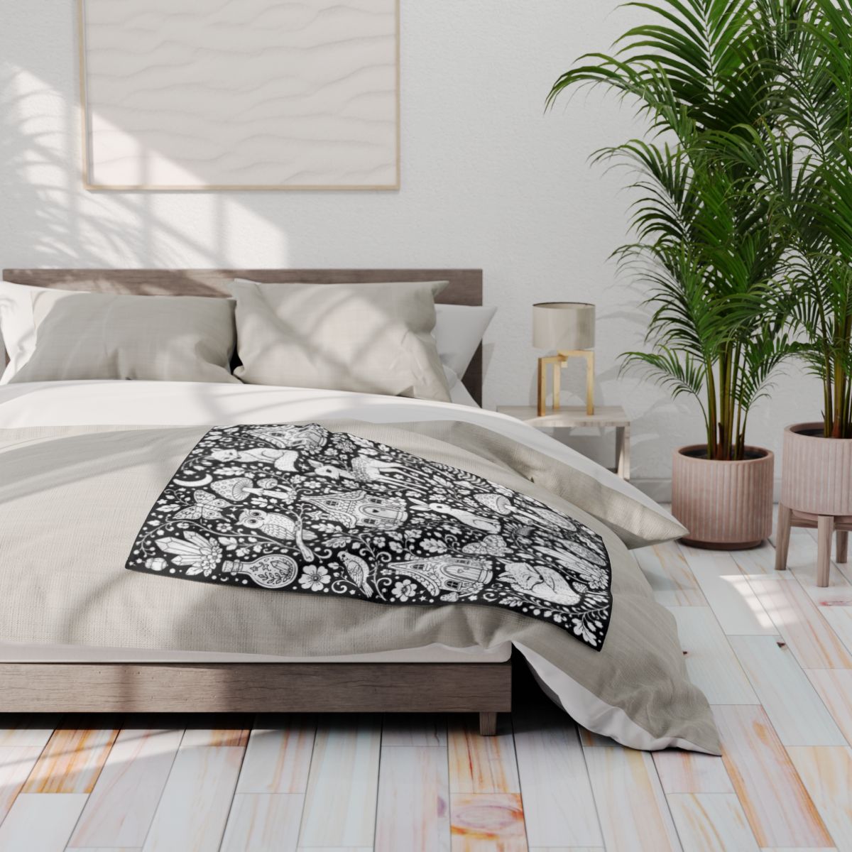 Enchanted Woodland Fleece Blanket kit shown in a lifestyle mockup