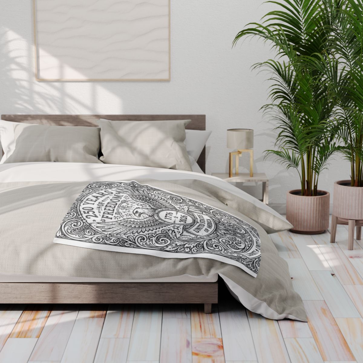 Patriotic Eagle Fleece Blanket kit shown in a lifestyle mockup