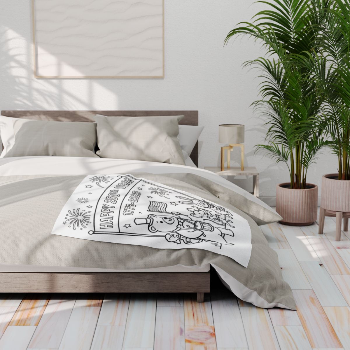 USA 250th Anniversary Fleece Blanket kit shown in a lifestyle mockup