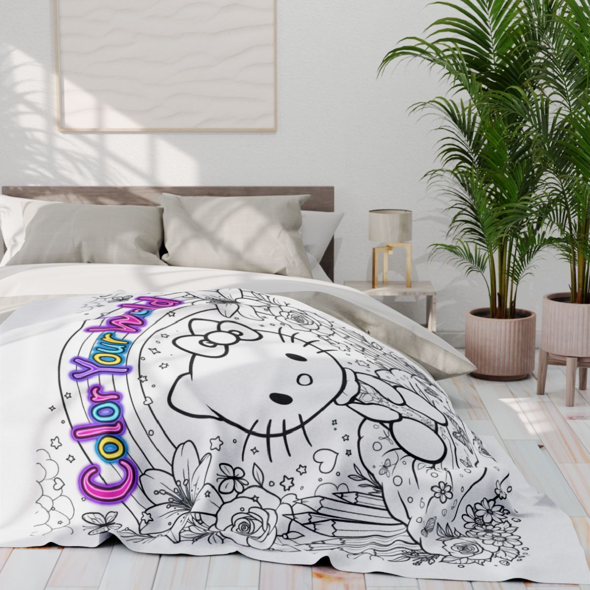 Custom Fleece Blanket Colorful Design with Fabric Markers