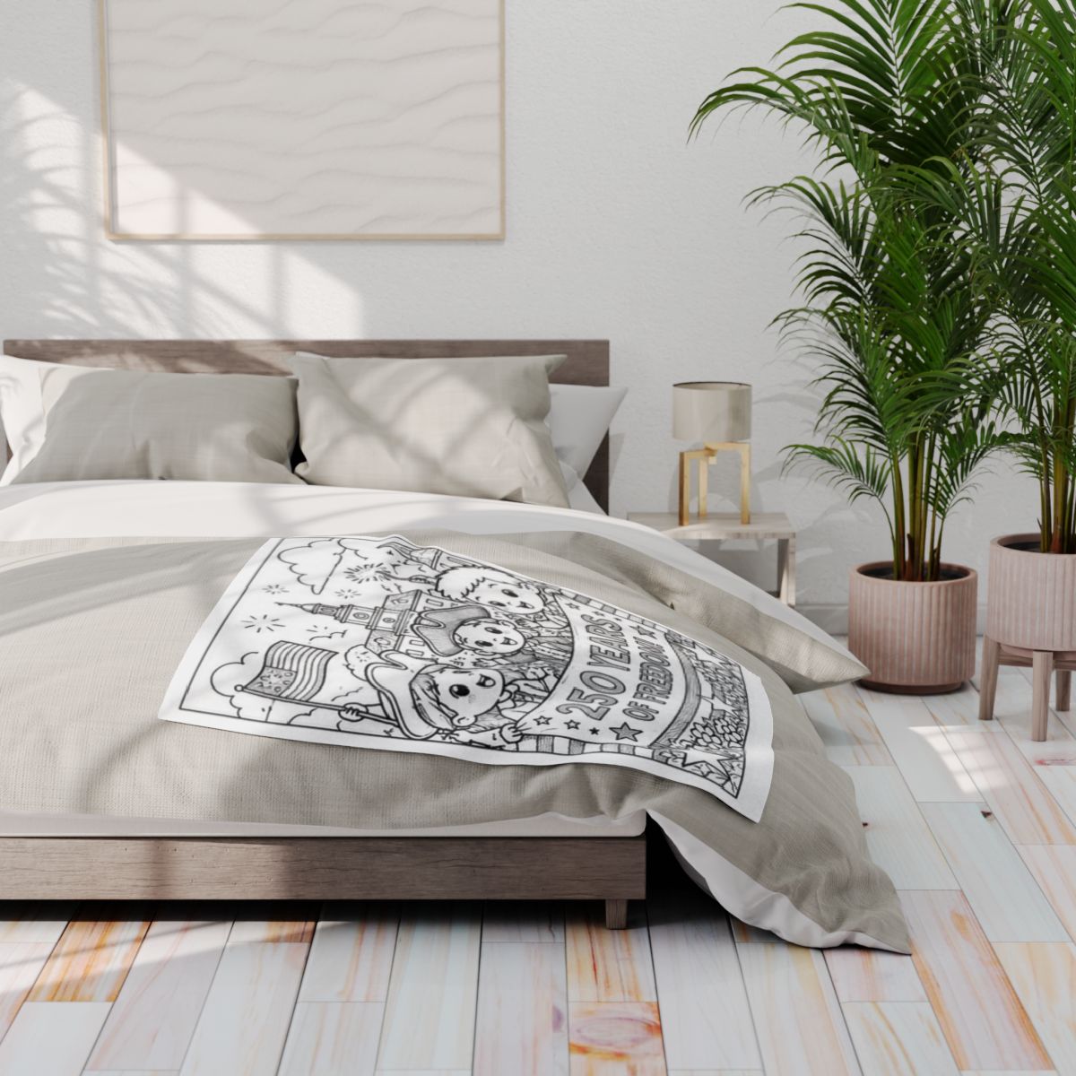 Patriotic Kids Fleece Blanket kit shown in a lifestyle mockup