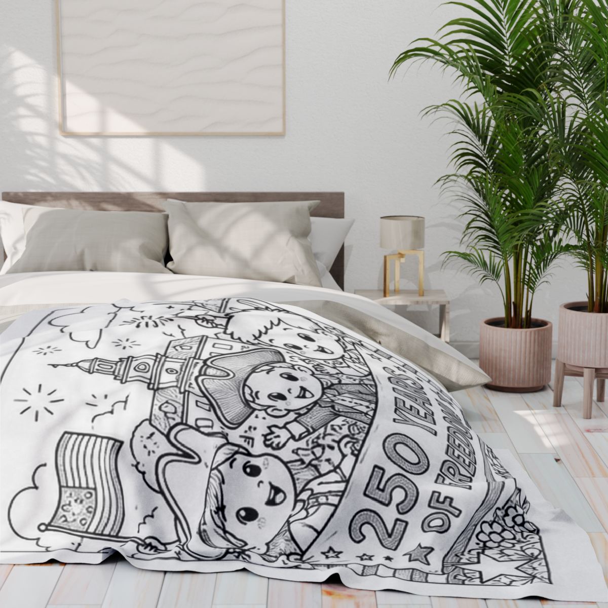 Patriotic Kids Fleece Blanket kit shown in a lifestyle mockup
