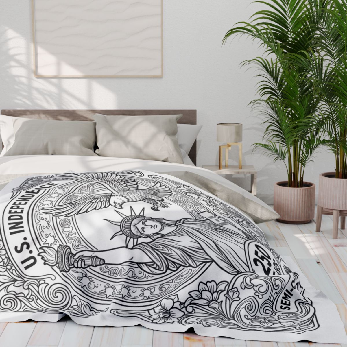 Patriotic for U S Independence Fleece Blanket kit shown in a lifestyle mockup