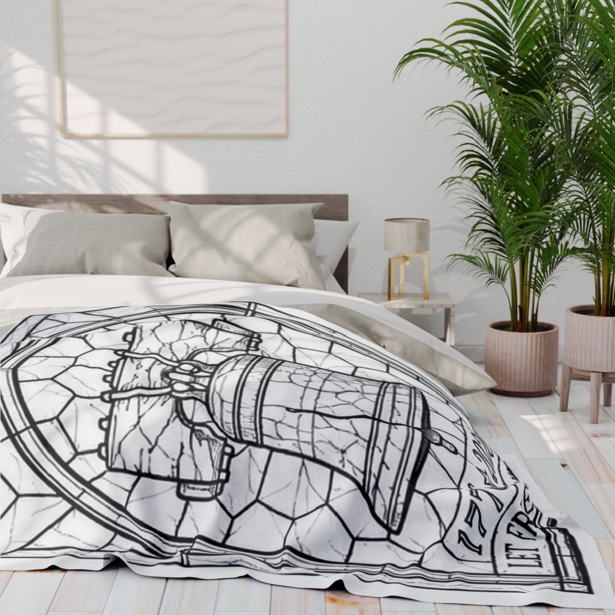 Liberty Bell Patriotic Fleece Blanket kit shown in a lifestyle mockup