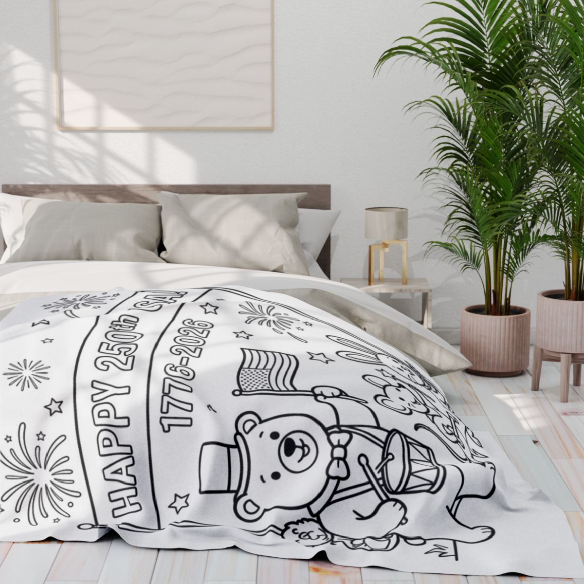 USA 250th Anniversary Fleece Blanket kit shown in a lifestyle mockup