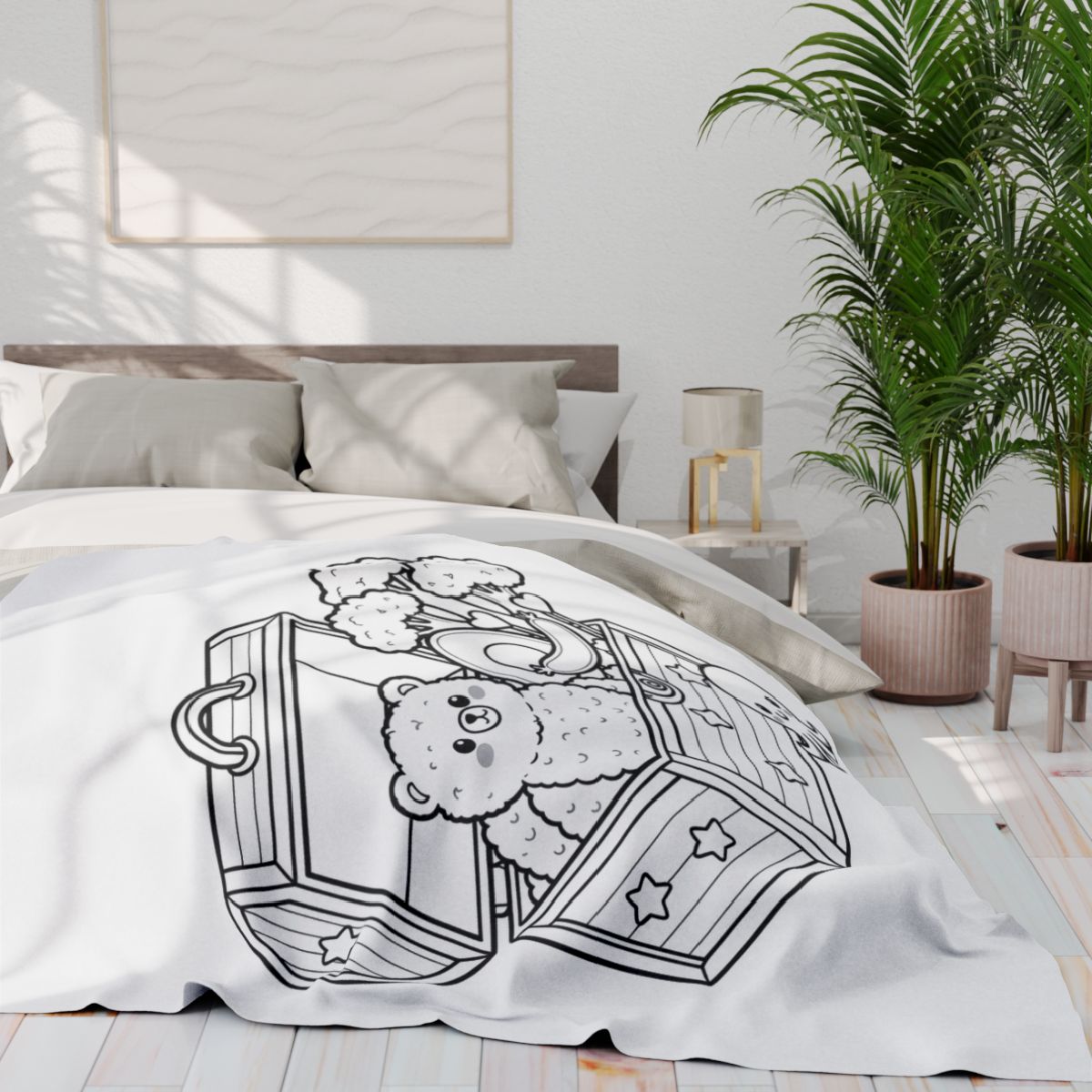 Fleece Blanket Coloring Kit with Fabric Markers - Cute Treasure Chest