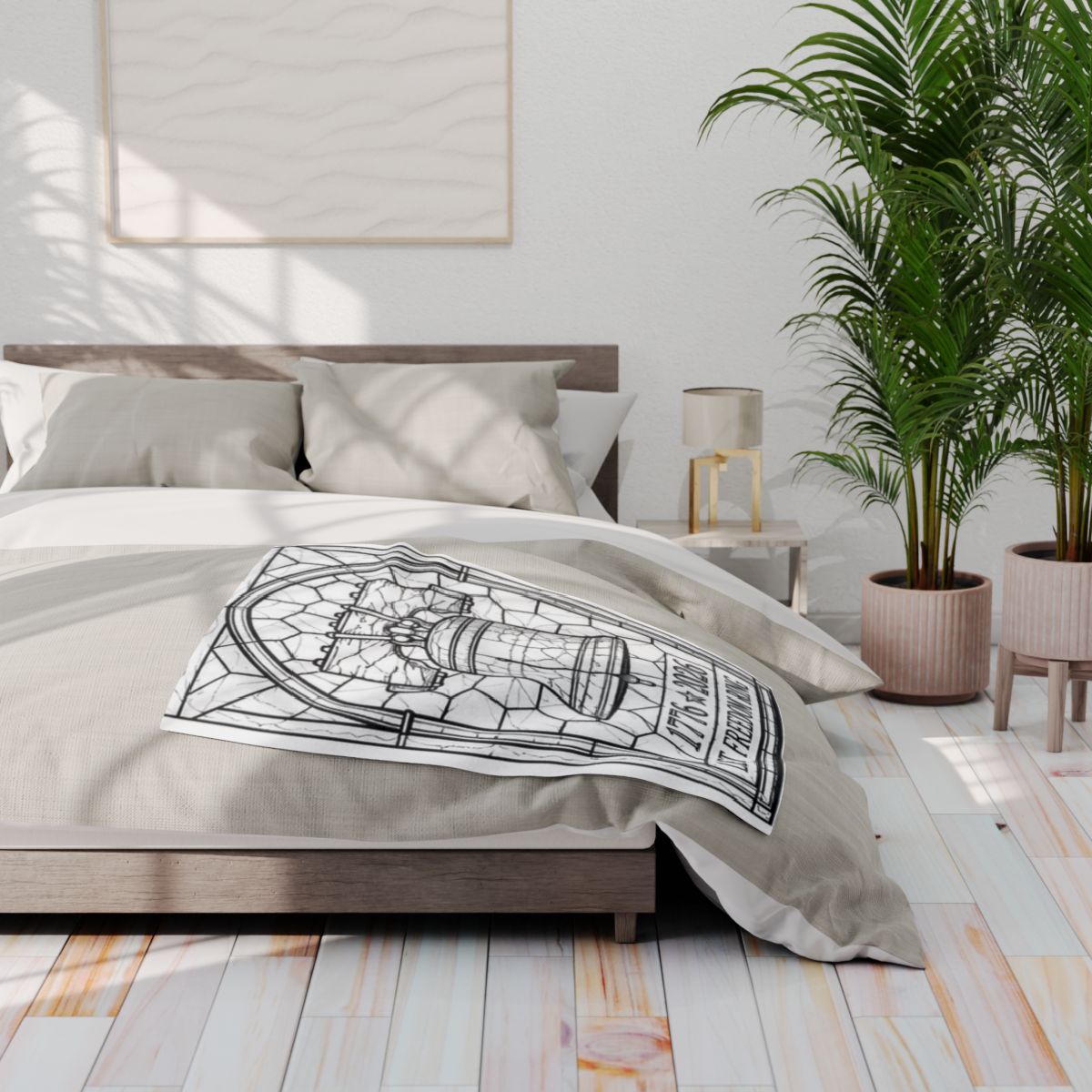 Liberty Bell Patriotic Fleece Blanket kit shown in a lifestyle mockup