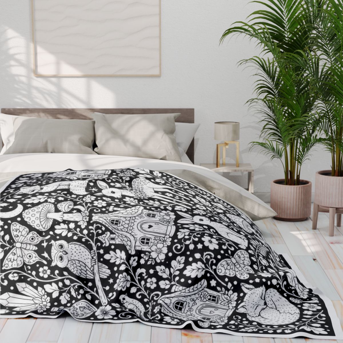 Enchanted Woodland Fleece Blanket kit shown in a lifestyle mockup