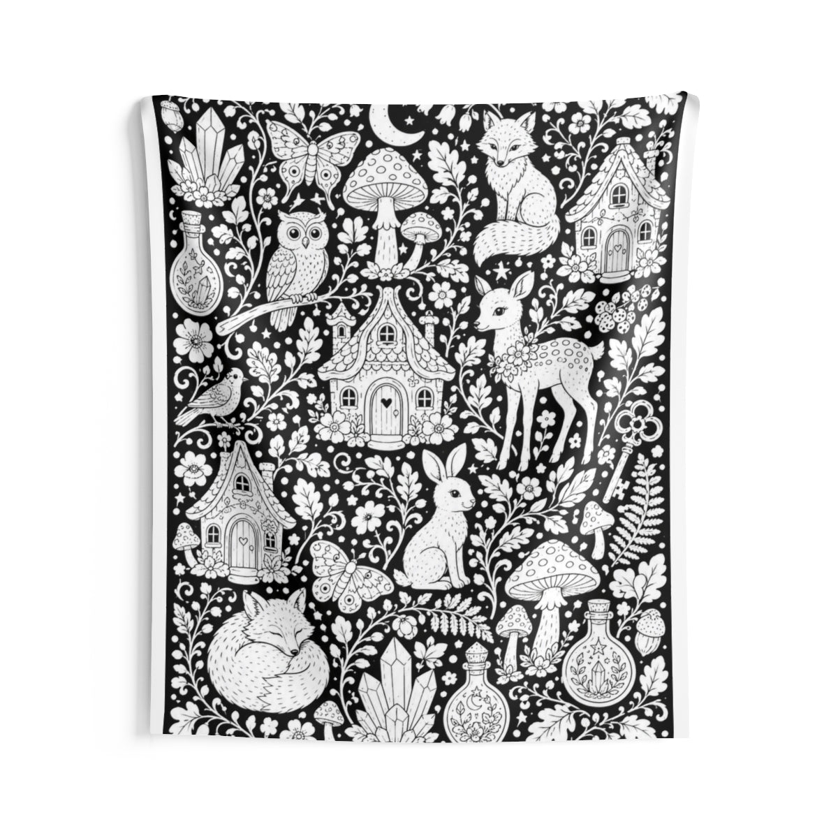Enchanted Woodland Indoor Wall Tapestry kit shown in a lifestyle mockup