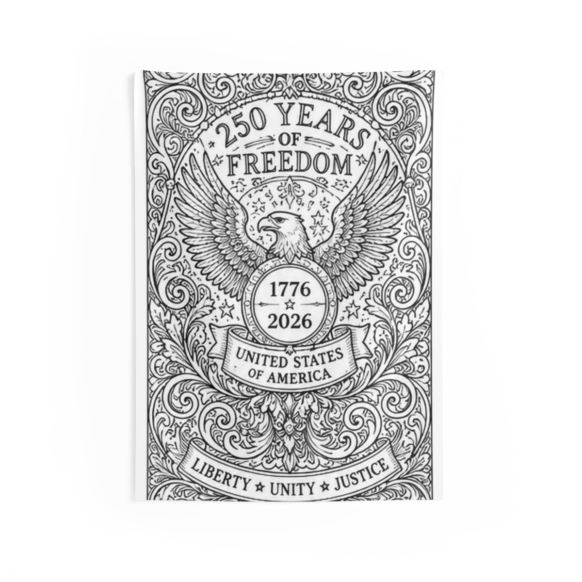 Patriotic Eagle Indoor Wall Tapestry kit shown in a lifestyle mockup