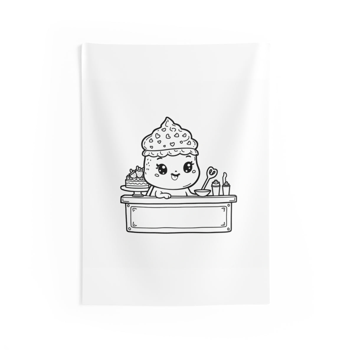 Indoor Wall Tapestry Coloring Kit with 10 Fabric Markers - Cute Cupcake