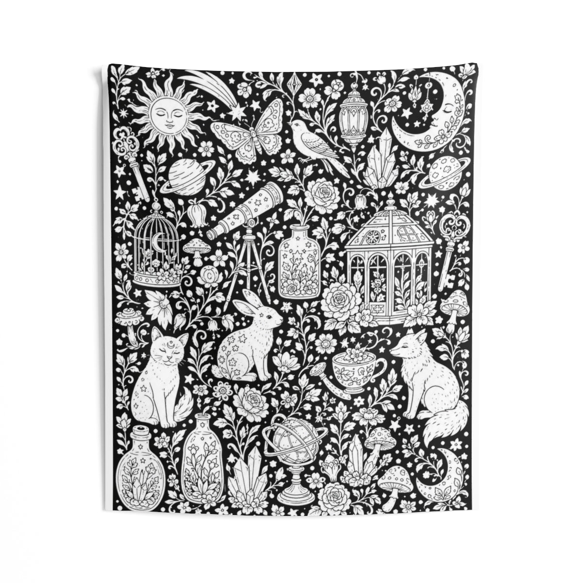 Celestial Fantasy Indoor Wall Tapestry kit shown in a lifestyle mockup