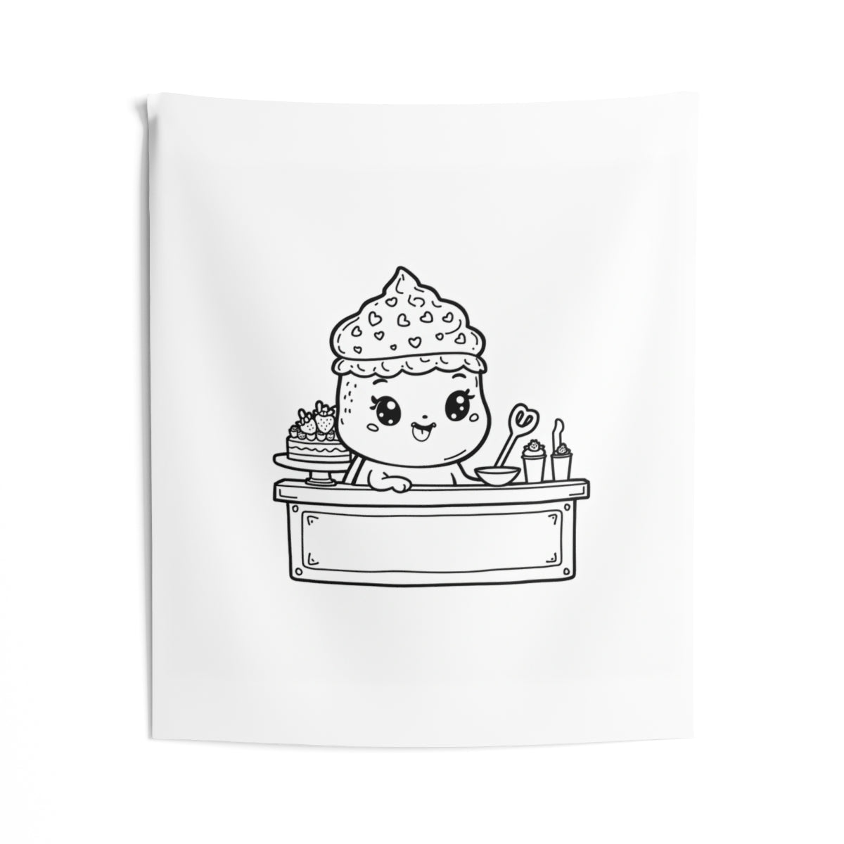 Indoor Wall Tapestry Coloring Kit with 10 Fabric Markers - Cute Cupcake