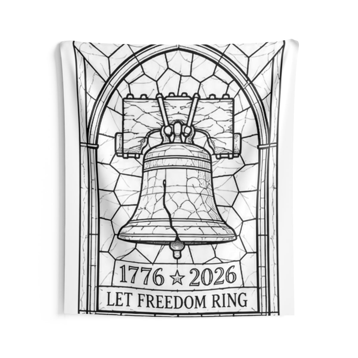 Liberty Bell Patriotic Indoor Wall Tapestry kit shown in a lifestyle mockup