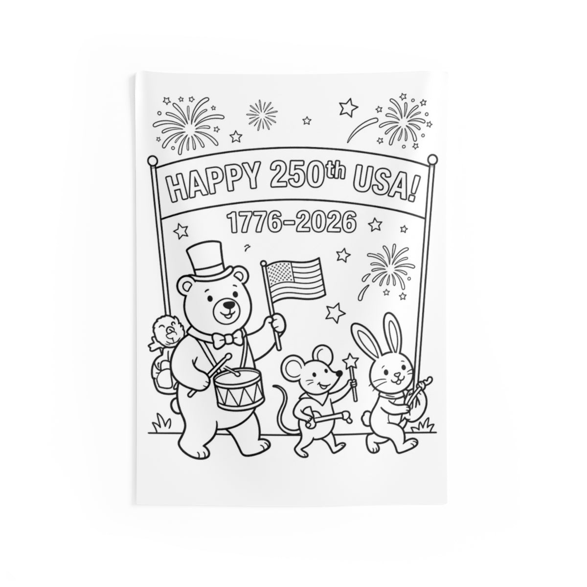 USA 250th Anniversary Indoor Wall Tapestry kit shown in a lifestyle mockup