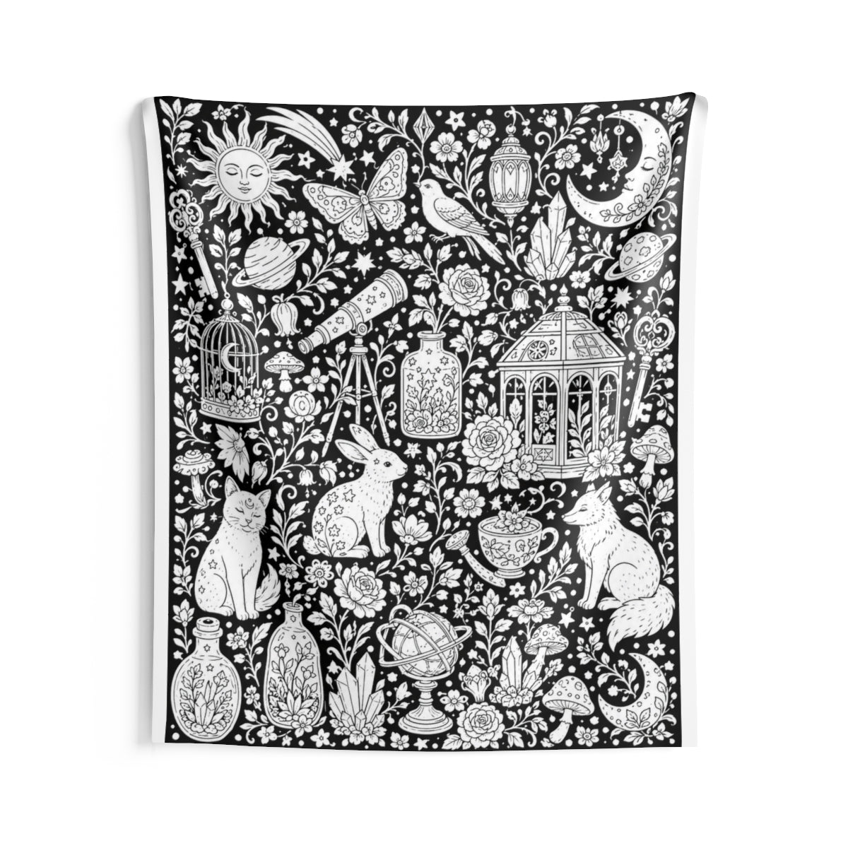 Celestial Fantasy Indoor Wall Tapestry kit shown in a lifestyle mockup