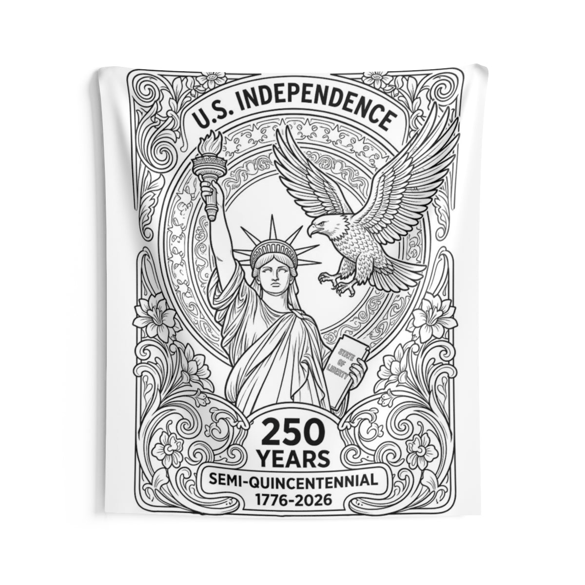 Patriotic for U S Independence Indoor Wall Tapestry kit shown in a lifestyle mockup