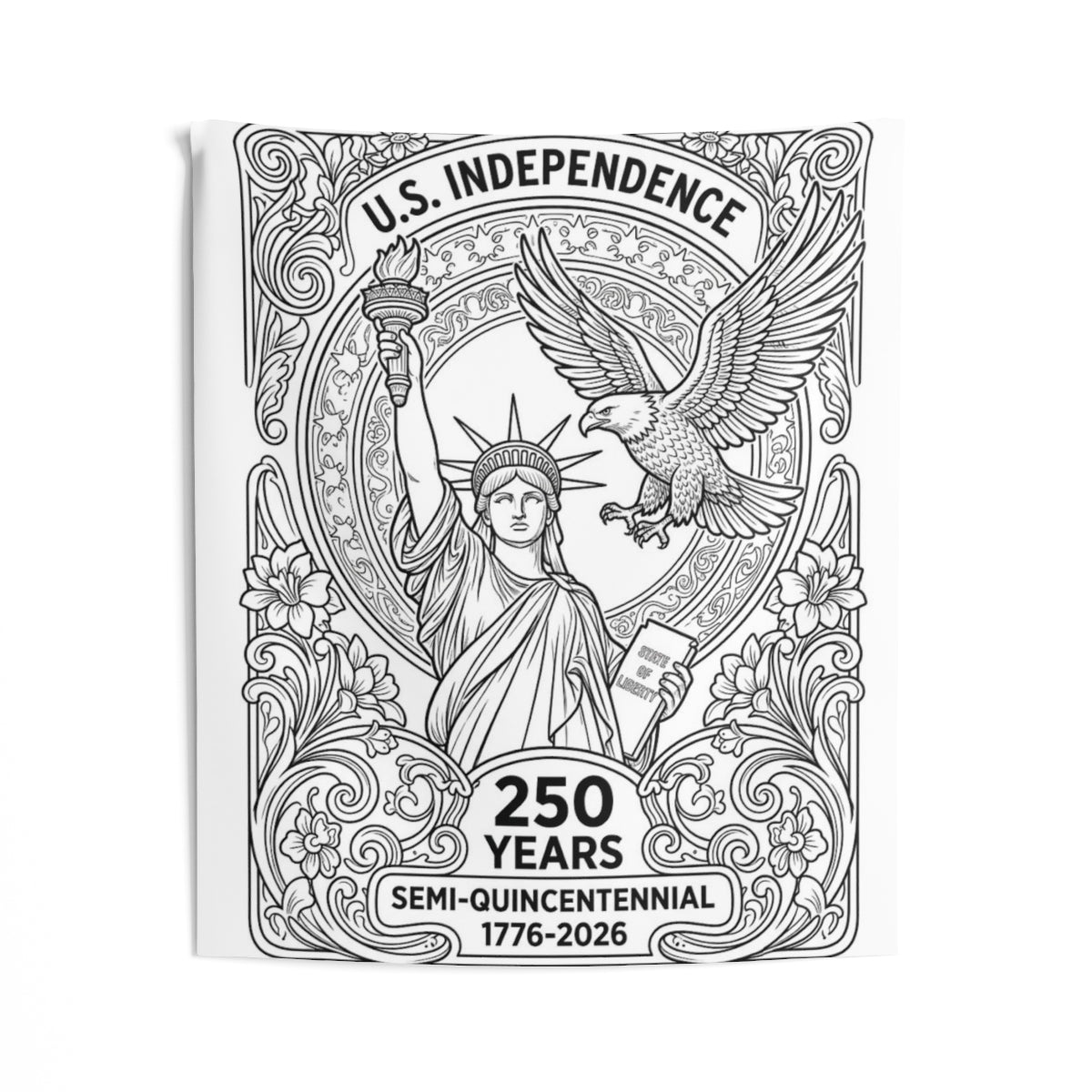 Patriotic for U S Independence Indoor Wall Tapestry kit shown in a lifestyle mockup