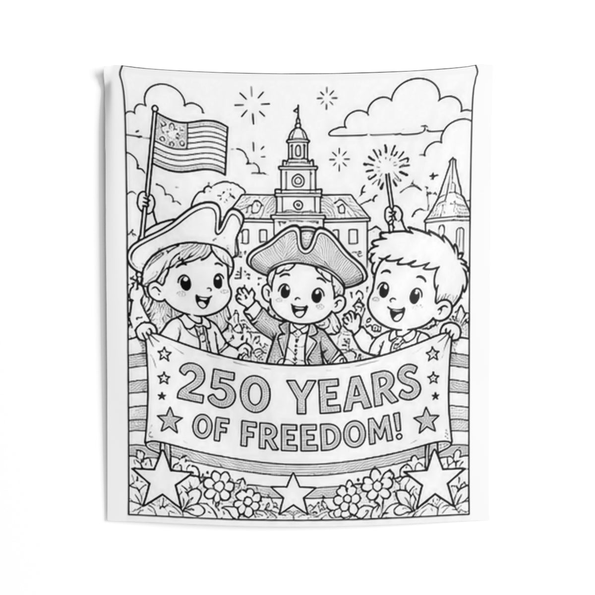 Patriotic Kids Indoor Wall Tapestry kit shown in a lifestyle mockup