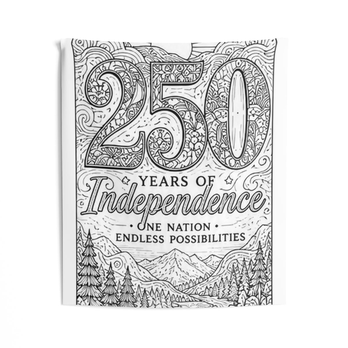 250 Years of Independence Indoor Wall Tapestry kit shown in a lifestyle mockup