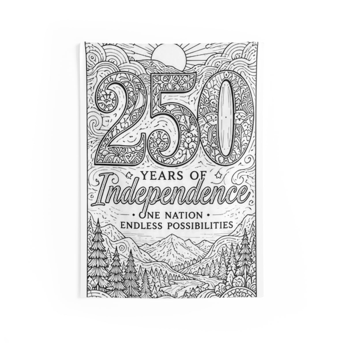 250 Years of Independence Indoor Wall Tapestry kit shown in a lifestyle mockup