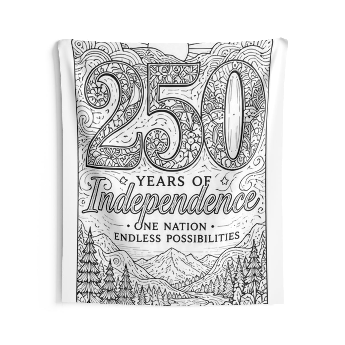 250 Years of Independence Indoor Wall Tapestry kit shown in a lifestyle mockup