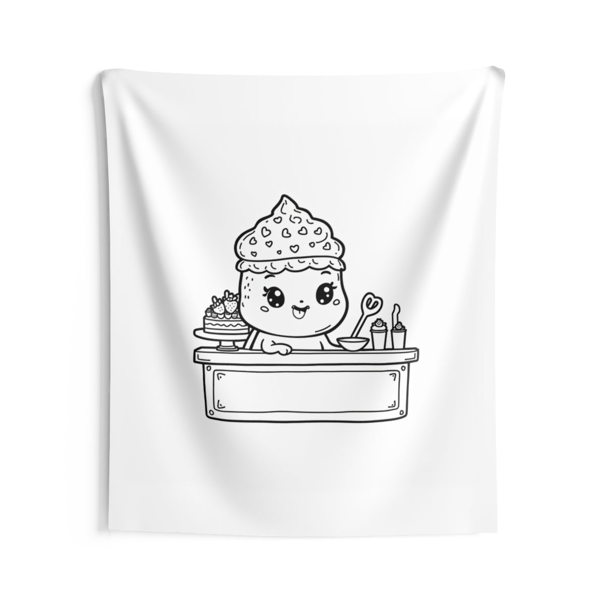 Indoor Wall Tapestry Coloring Kit with 10 Fabric Markers - Cute Cupcake