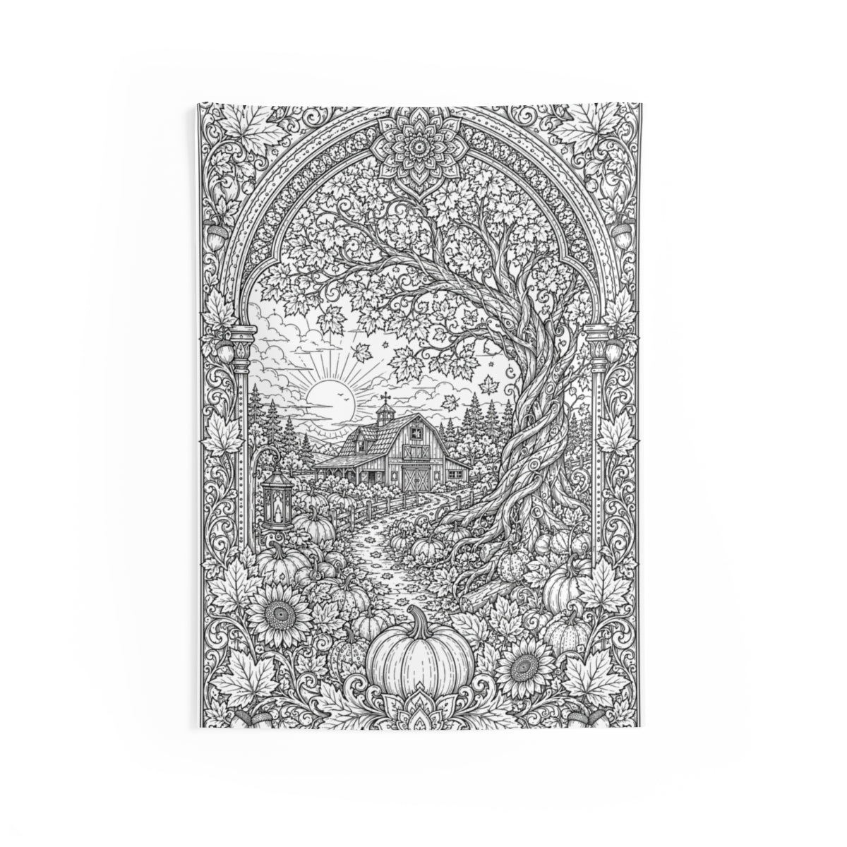 Autumn Sunrise Barn Indoor Wall Tapestry mockup option - front - v41686