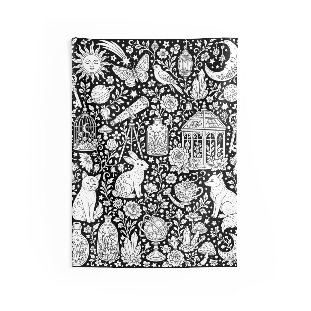 Celestial Fantasy Indoor Wall Tapestry kit shown in a lifestyle mockup - 26" × 36"