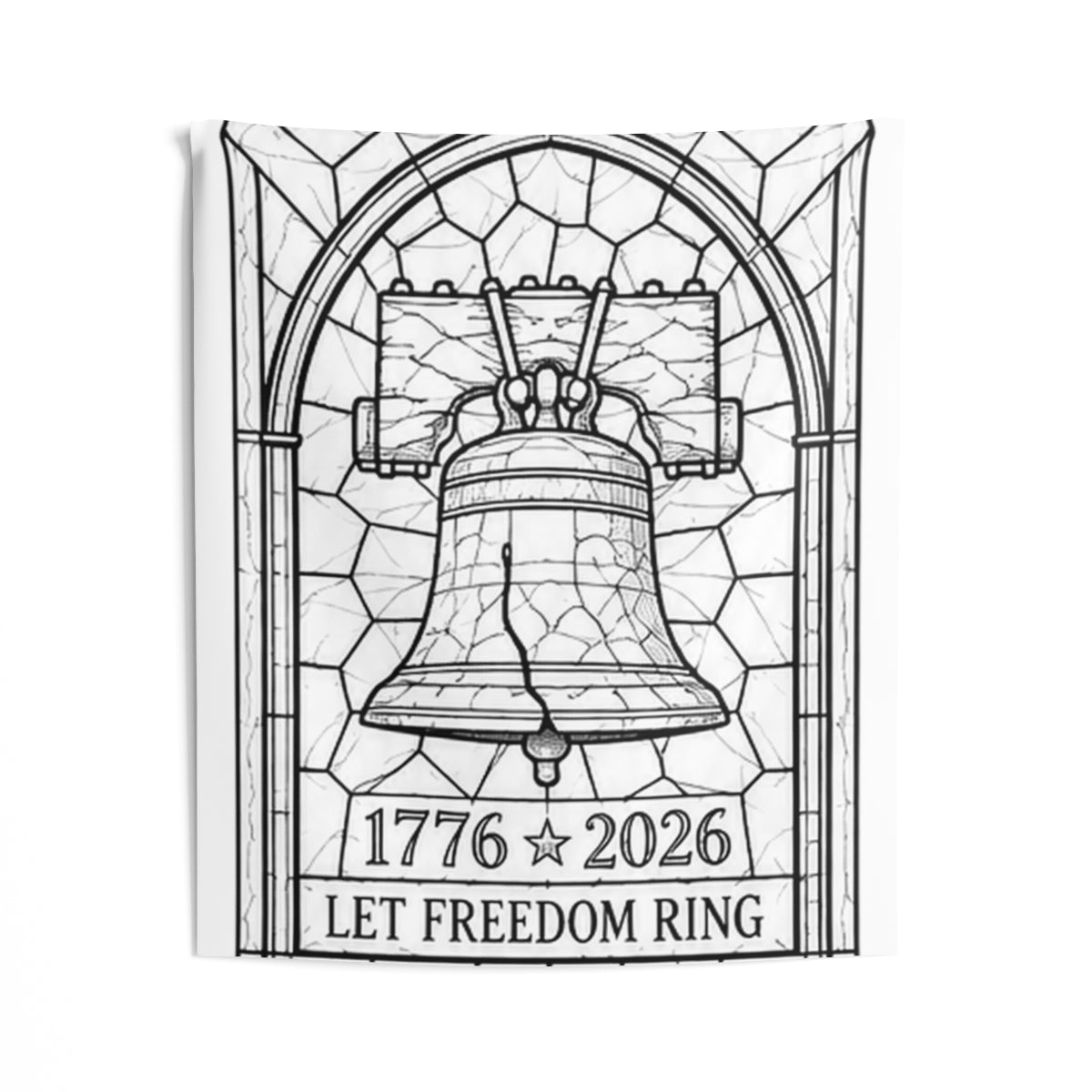 Liberty Bell Patriotic Indoor Wall Tapestry kit shown in a lifestyle mockup