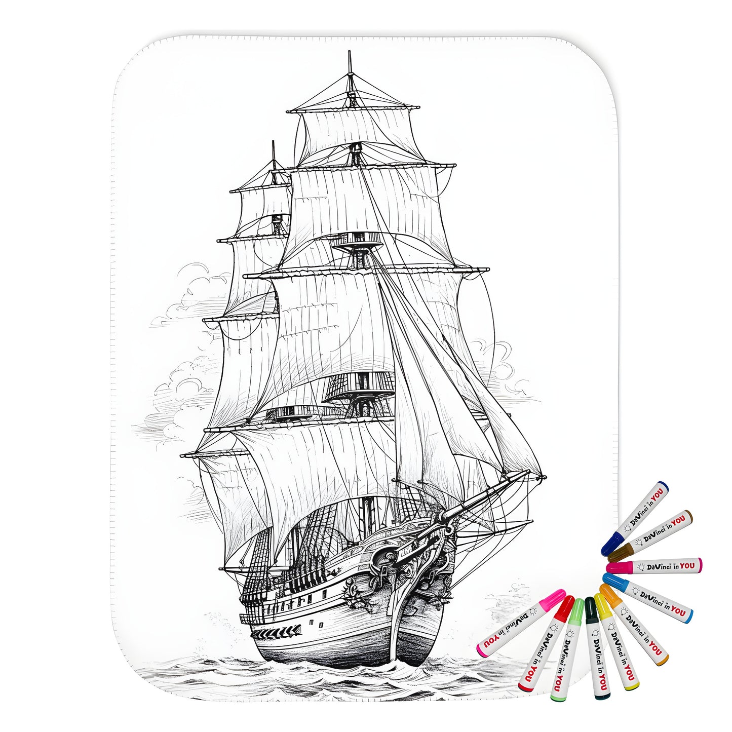 Vintage sailboat blanket with intricate details