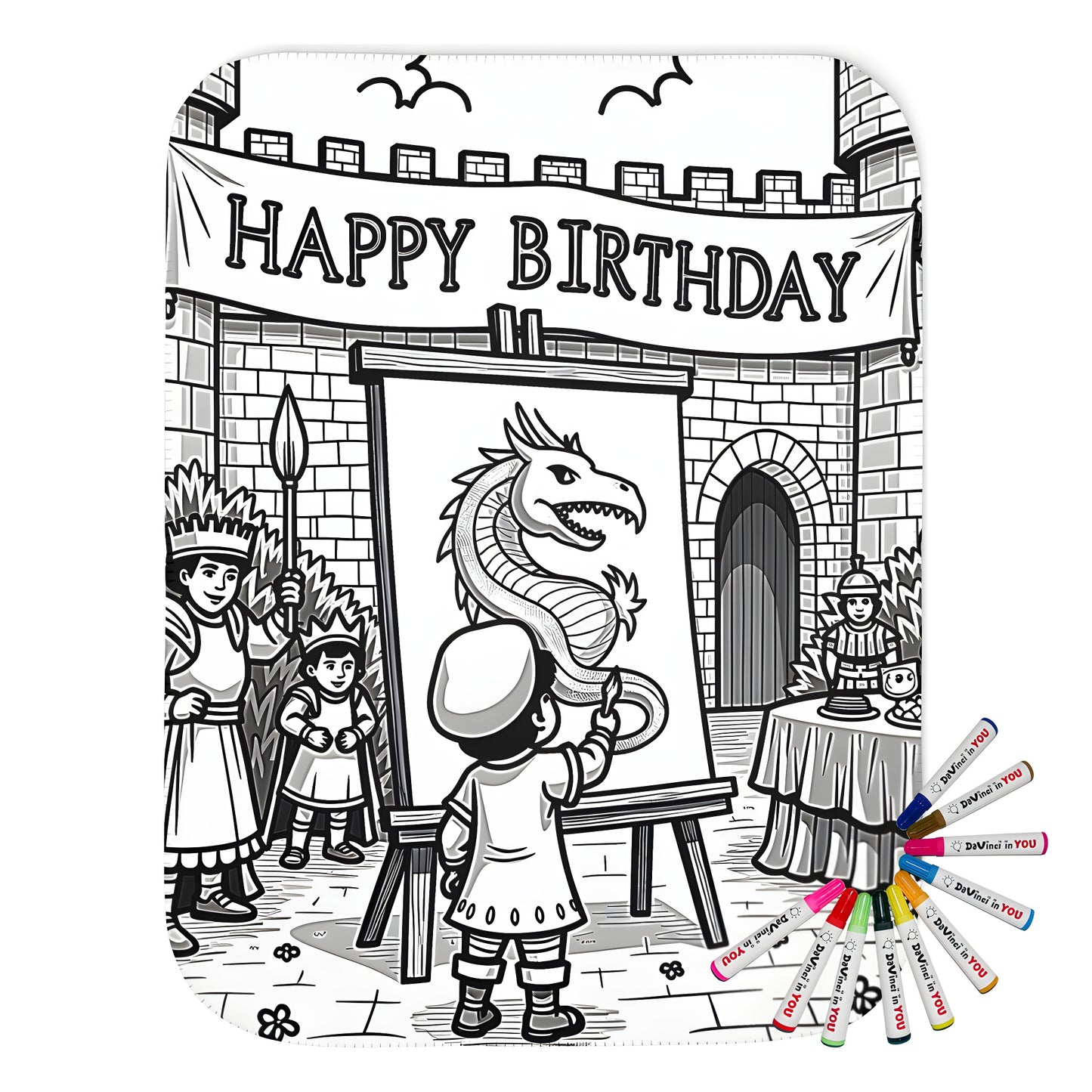 Blankets with medieval birthday celebration designs