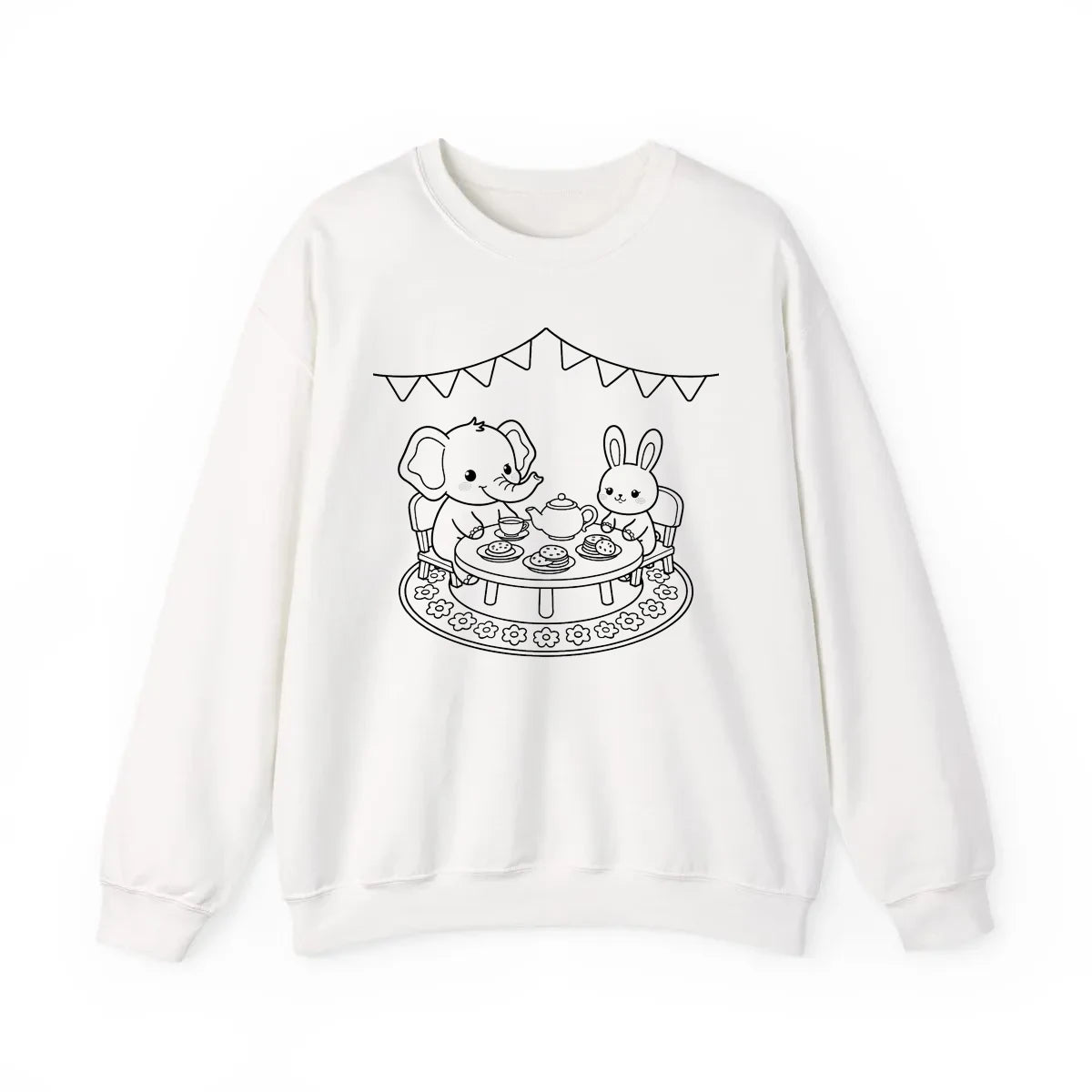 Adult Crewneck Sweatshirt Coloring Kit with 10 Fabric Markers - Cute Animal Tea Party