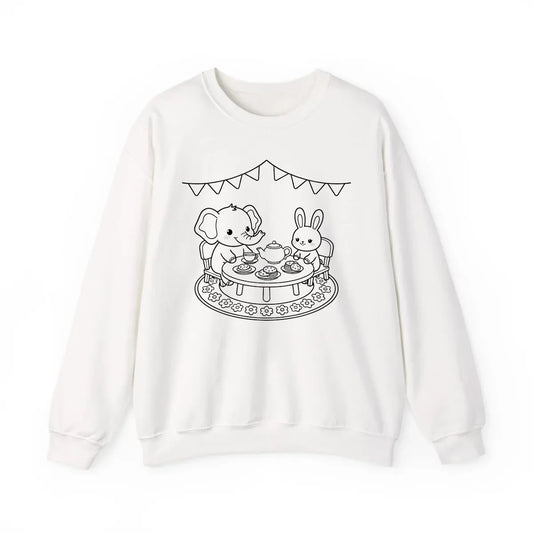 Adult Crewneck Sweatshirt Coloring Kit with 10 Fabric Markers - Cute Animal Tea Party