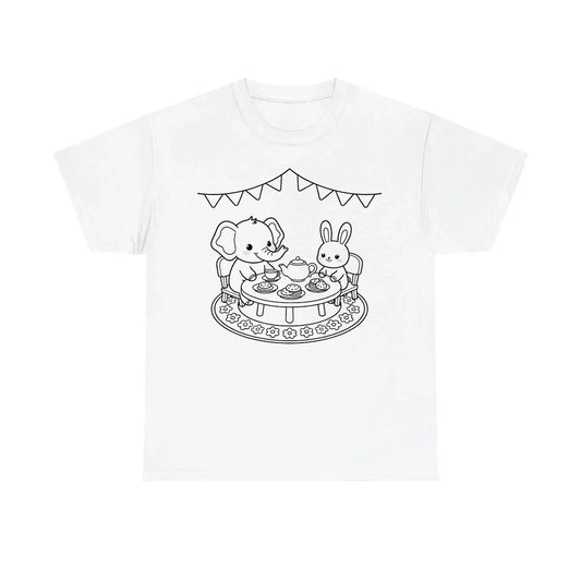 Unisex T-Shirt Coloring Kit with 10 Fabric Markers - Cute Animal Tea Party